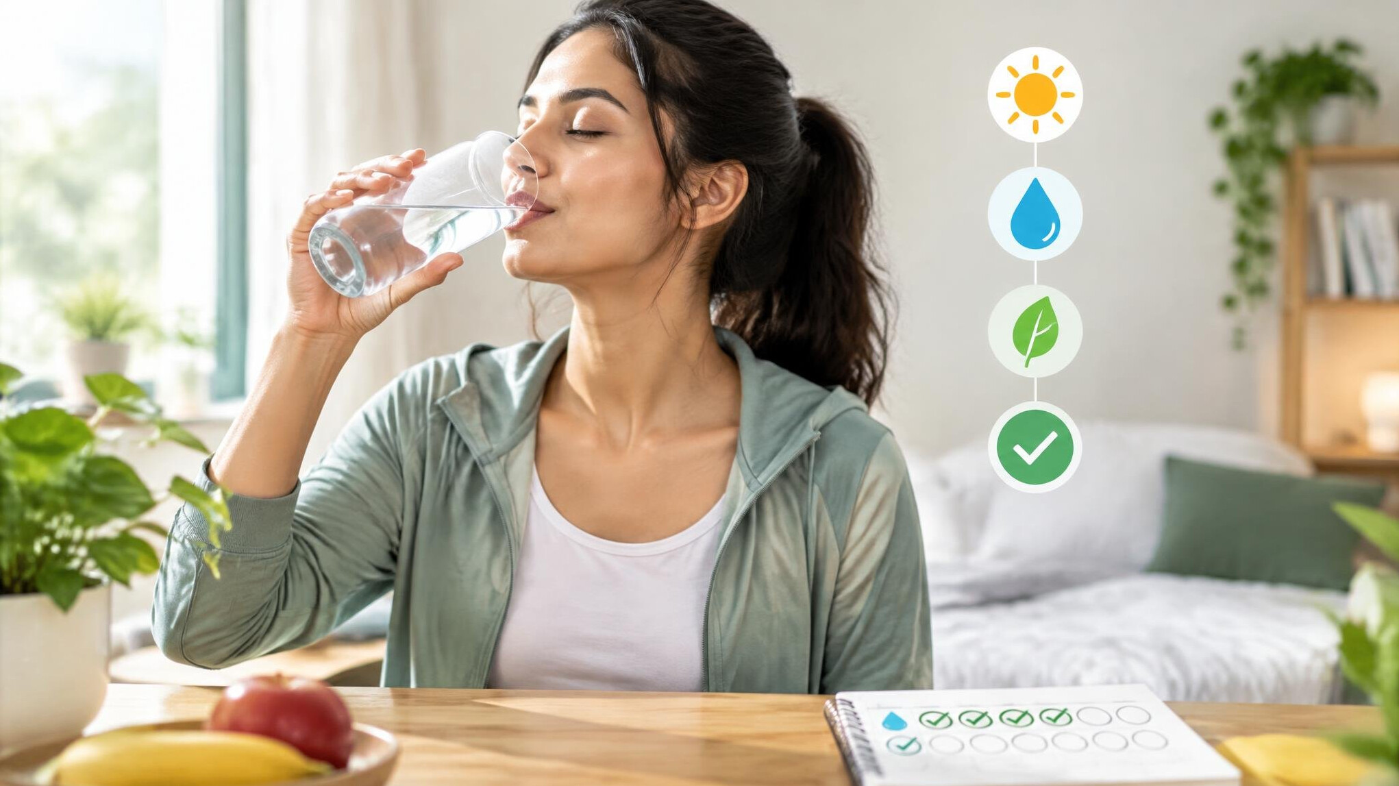 person drinking water daily